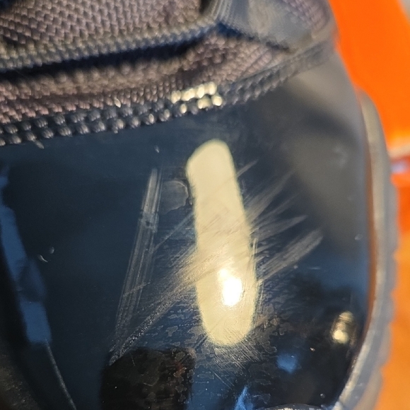 Size 6Y Black and Gold Jordon 11 Retro Gamma Blue High-Top Sneakers - Picture 10 of 11